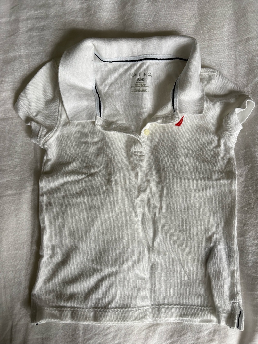 Nautica Girls White Polo Top with Pink Sail Logo